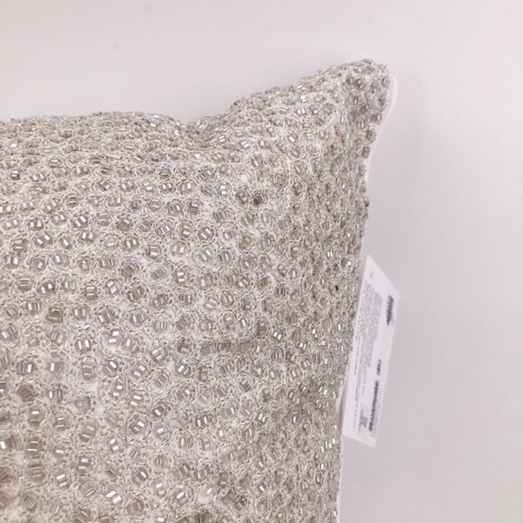 Hudson Park Luxe Basic Decorative Pillow Silver Beaded Embroidery - Picture 3 of 6